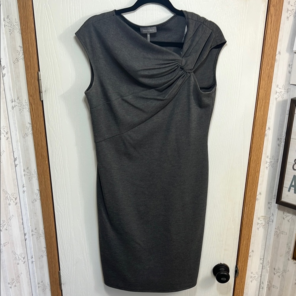 Chic Gray Cowl Neck Sheath Mini Dress